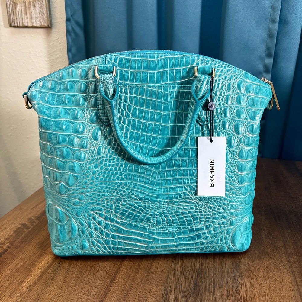 **SOLD**Brahmin NWT Lrg. Duxbury & Veronica - Mermaid Green - PERFECT EYE - Picture 15 of 16